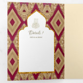 6 pg NIKAH WALIMAH White Red Gold Tri Fold I Drieluik Uitnodiging (Binnenzijde eerst)