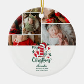 6 Photo Candy Cane Baby 1st Christmas Keramisch Ornament (Voorkant)