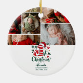 6 Photo Candy Cane Baby 1st Christmas Keramisch Ornament (Achterkant)