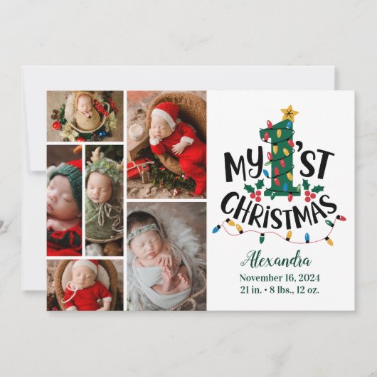 6 Photo Christmas Tree Lights First Christmas Feestdagenkaart (Voorkant)