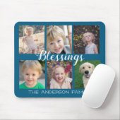 6 Photo Collage Blessings Script Blue Muismat (Met muis)