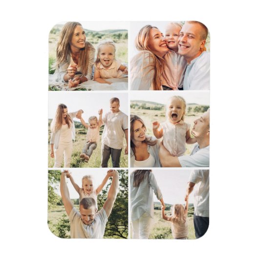 6 Photo Collage Custom Modern Simple  Magneet (Verticaal)