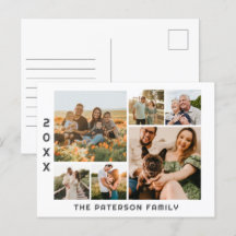 6 Photo Collage Familienaam Modern Minimalist