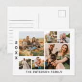 6 Photo Collage Familienaam Modern Minimalist Feestdagenkaart (Voorkant / Achterkant)