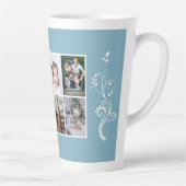 6 Photo Collage Foliage Blue Christmas Family Latte Mok (Rechts)