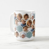 6 Photo Collage - funky honingraatpatroon - wit Koffiemok (Voorkant links)