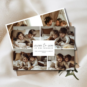 6 Photo Collage Glorie aan God Kerst Kinder Famili Feestdagenkaart