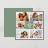 6 Photo Collage Horizontal and Square Photos green Notitiekaartje (Voorkant / Achterkant)