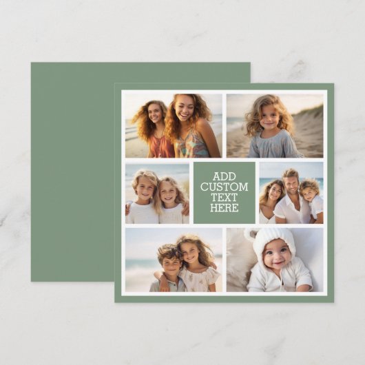 6 Photo Collage Horizontal and Square Photos green Notitiekaartje (Voorkant / Achterkant)