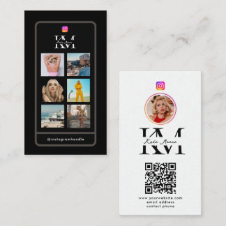 6 Photo Collage Influencer Feed Black Monogram Visitekaartje