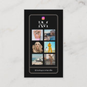 6 Photo Collage Influencer Feed Black Monogram Visitekaartje (Voorkant)