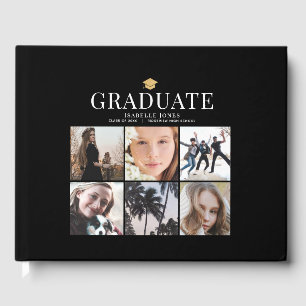 6 Photo Collage Minimalistisch Zwart Afstuderen Gastenboek