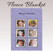 6 photo collage purple fleece deken