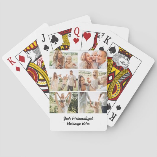 6 Photo Collage Vertical Custom Text Poker Pokerkaarten (Achterkant)