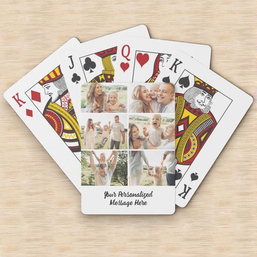 6 Photo Collage Vertical Custom Text Poker Pokerkaarten