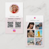6 Photo Feed Grid Social Media 2 QR-codes Visitekaartje (Voorkant / Achterkant)