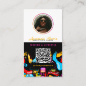 6 Photo Feed Grid Social Media QR Code Hip Hop Visitekaartje (Voorkant)