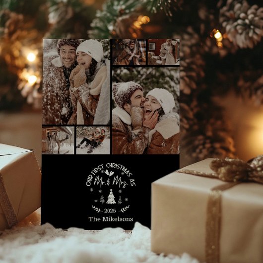 6 Photo First Christmas as Mr. & Mrs Feestdagenkaart