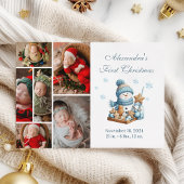 6 Photo First Christmas Birth Announcement Feestdagenkaart