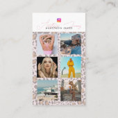 6 Photo Grid Social Media QR Code Leopard Print Visitekaartje (Achterkant)