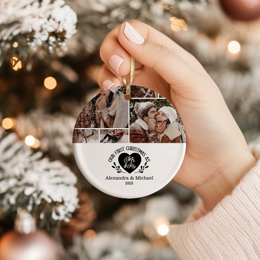 6 Photo Heart First Christmas as Mr & Mrs Keramisch Ornament