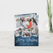 6 PHOTO-kerstfeestjes, bijtend blauw hout Feestdagen Kaart (Voorkant)