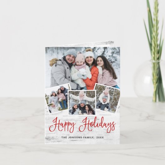 6 PHOTO Kerstmis Rustic Birch Bark Greeting Feestdagen Kaart (Voorkant)