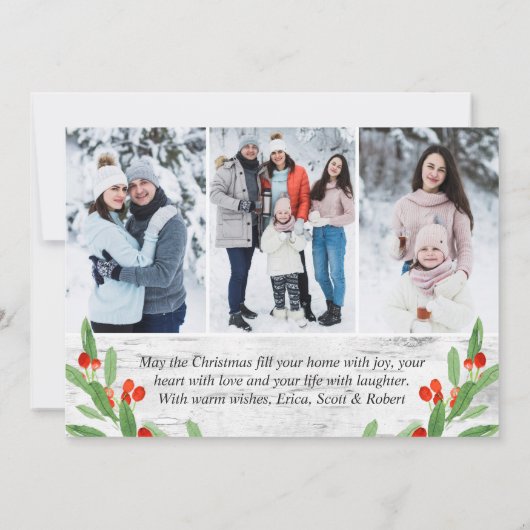 6 PHOTO Kerstmis Rustic Birch Bark Greeting Feestdagenkaart (Achterkant)