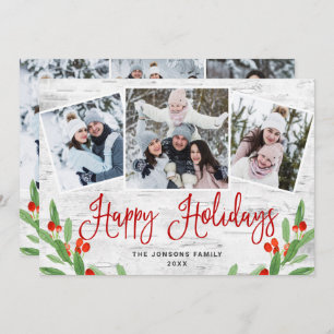 6 PHOTO Kerstmis Rustic Birch Bark Greeting Feestdagenkaart