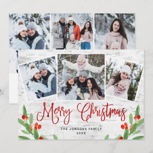 6 PHOTO Kerstmis Rustic Birch Bark Greeting Feestdagenkaart