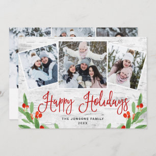 6 PHOTO Kerstmis Rustic Birch Bark Greeting Feestdagenkaart