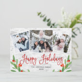 6 PHOTO Kerstmis Rustic Birch Bark Greeting Feestdagenkaart (Staand voorkant)