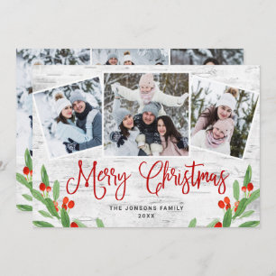 6 PHOTO Kerstmis Rustic Birch Bark Greeting Feestdagenkaart