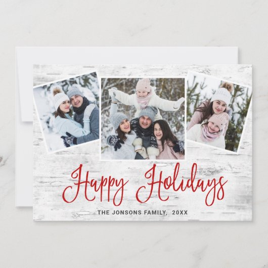 6 PHOTO Kerstmis Rustic Birch Bark Greeting Feestdagenkaart (Voorkant)