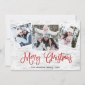 6 PHOTO Kerstmis Rustic Birch Bark Greeting Feestdagenkaart (Voorkant)