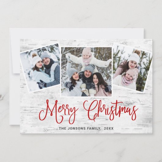 6 PHOTO Kerstmis Rustic Birch Bark Greeting Feestdagenkaart (Voorkant)