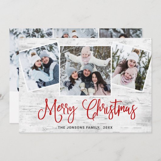 6 PHOTO Kerstmis Rustic Birch Bark Greeting Feestdagenkaart (Voorkant / Achterkant)