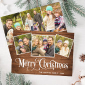 6 PHOTO Kerstmis Rustisch Bruin Hood Greet Feestdagenkaart