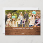 6 PHOTO Kerstmis Rustisch Bruin Hood Greet Feestdagenkaart (Achterkant)