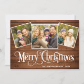 6 PHOTO Kerstmis Rustisch Bruin Hood Greet Feestdagenkaart (Voorkant)