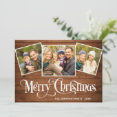 6 PHOTO Kerstmis Rustisch Bruin Hood Greet Feestdagenkaart (Staand voorkant)