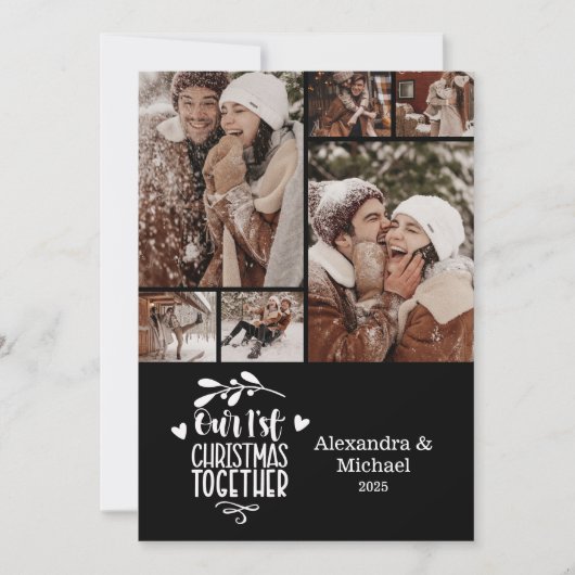 6 Photo Minimalist First Christmas Together Feestdagenkaart (Voorkant)