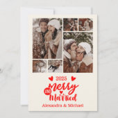 6 Photo Minimialist Merry and Married  Feestdagenkaart (Voorkant)