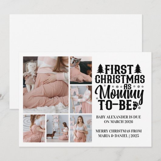 6 Photo Mommy to be Christmas Pregnancy  Feestdagenkaart (Voorkant / Achterkant)
