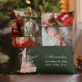 6 Photo  Pink Green Baby First Christmas Kussen