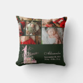 6 Photo  Pink Green Baby First Christmas Kussen (Voorkant)