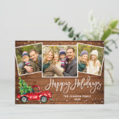 6 PHOTO Retro Kerstmis Rustige Tronkelwagen Feestdagenkaart (Staand voorkant)