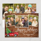 6 PHOTO Retro Kerstmis Rustige Tronkelwagen Feestdagenkaart (Voorkant / Achterkant)