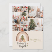 6 Photo Retro Rainbow Merry & Bright  Feestdagenkaart (Voorkant)