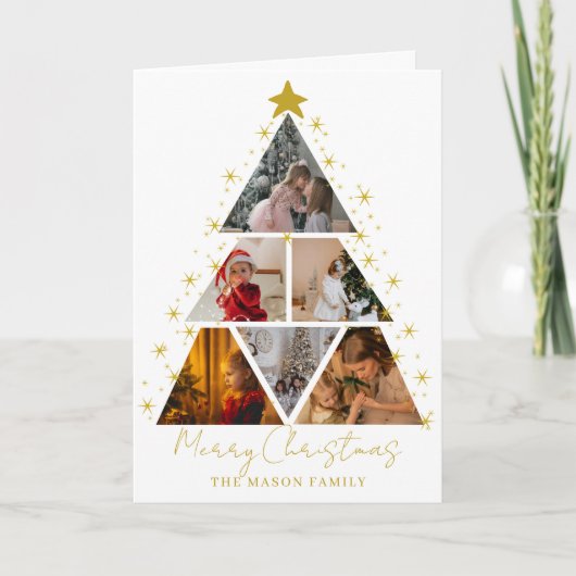 6 Photo Tree Shape Christmas Card Kaart (Voorkant)